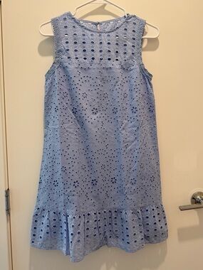 LOFT Light Blue Eyelet Dress— Size 0–NWOT